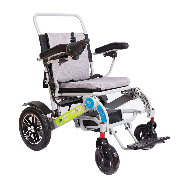 Fauteuil roulant léger à bras large électrique pliant manuel en alliage d'aluminium