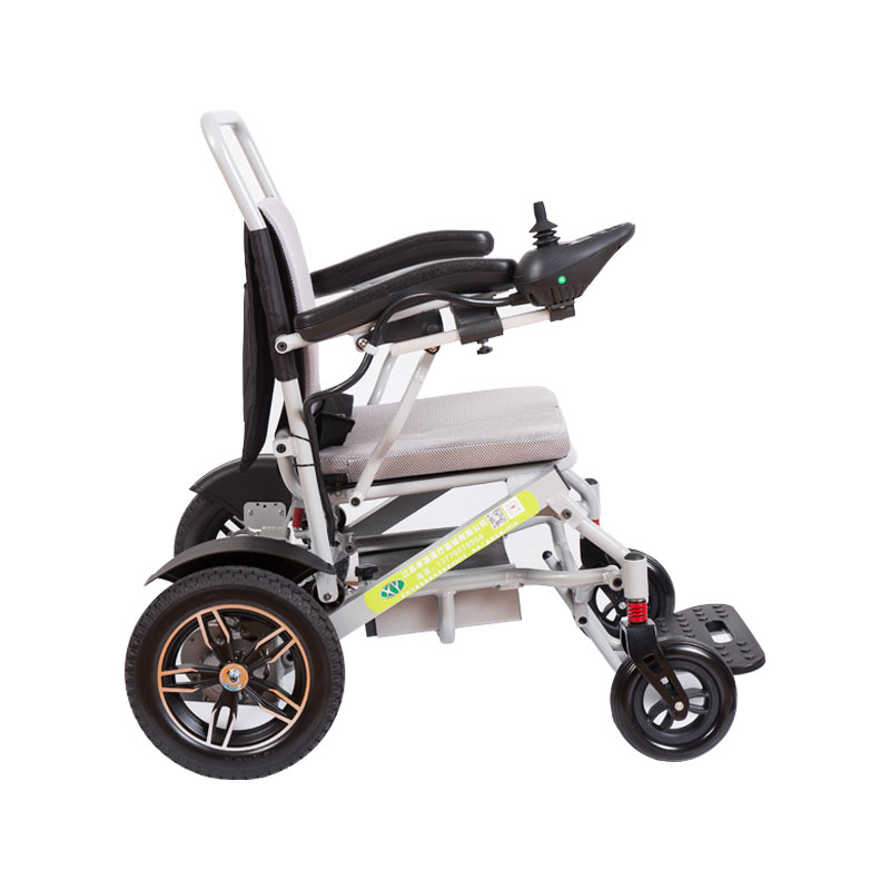 Petit fauteuil roulant électrique à bras étroit en alliage d'aluminium pliable manuel