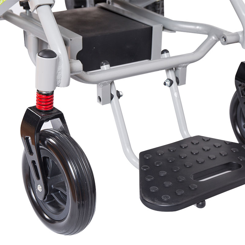 Petit fauteuil roulant électrique à bras étroit en alliage d'aluminium pliable manuel