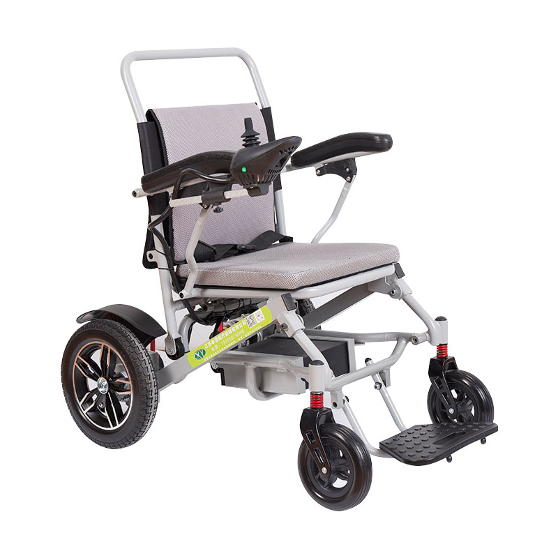 Petit fauteuil roulant électrique à bras étroit en alliage d'aluminium pliable manuel